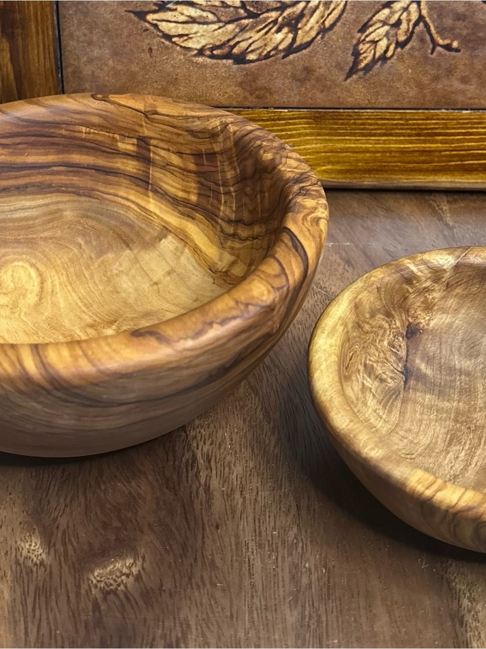 Handcrafted Olive Wood Serving Bowl - Natural Brown